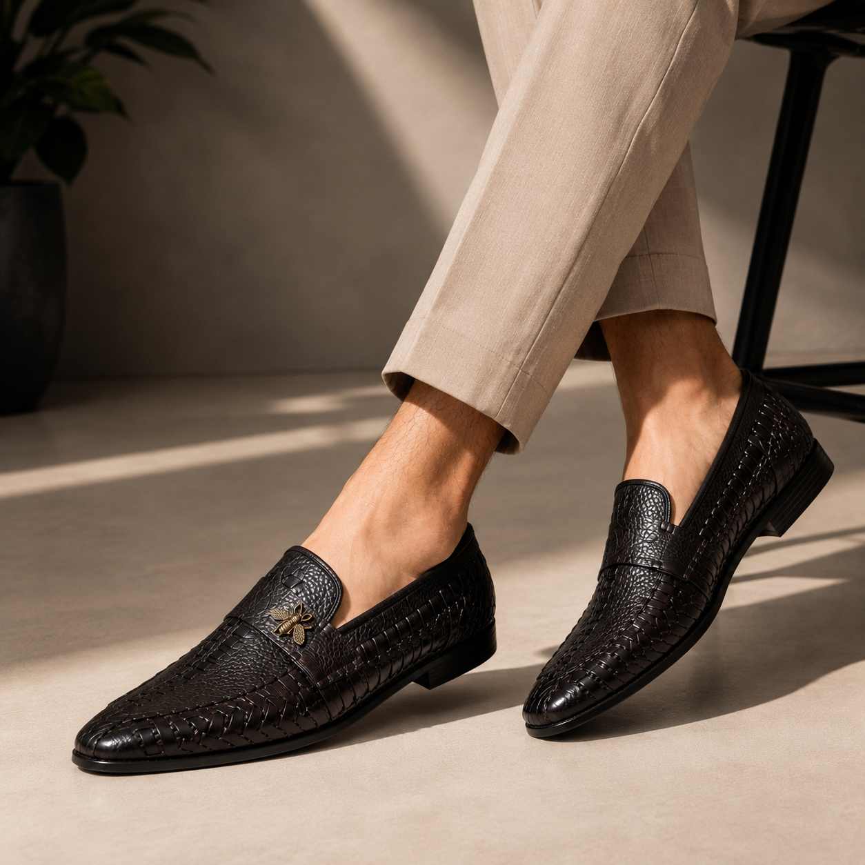Men's Woven Bee Loafers